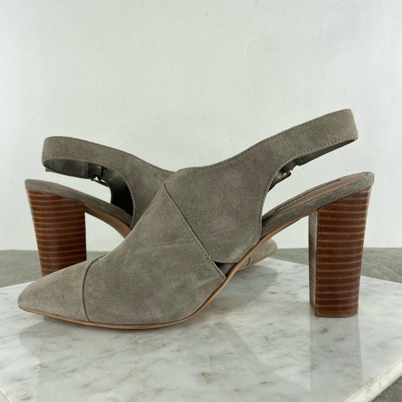 Tahari Adonna Heels Suede Slingback Bootie Pointed Toe Gray Taupe Size 8.5 - Picture 8 of 12